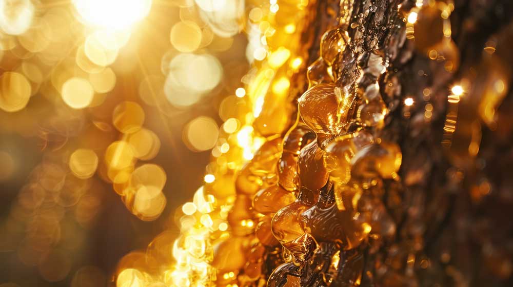 Harz an einem Baumstamm