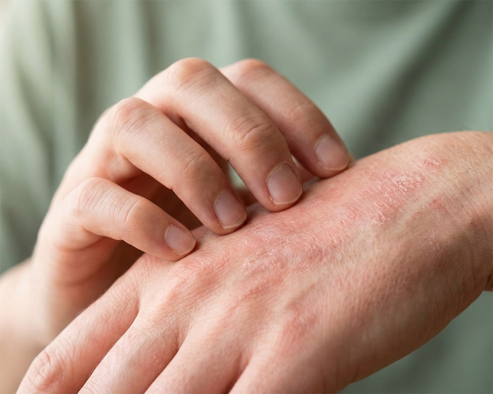 Irritierte Haut an der Hand durch Allergien
